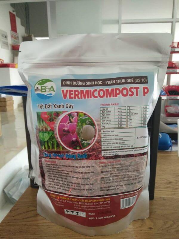 Phân trùn quế Vermicompost tốt đất xanh cây (dạng viên, túi 1kg)