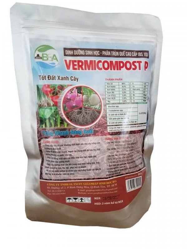Phân trùn quế dạng viên Vermicompost P bón hoa lan, cây trồng trong chậu